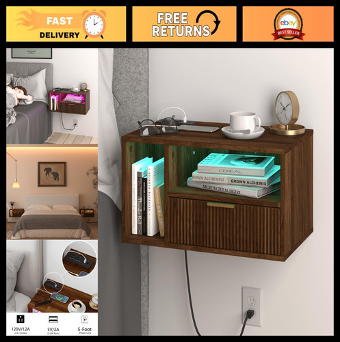 Floating nightstand with - floating,