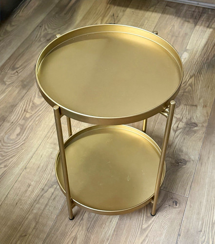 Round gold metal side table - gold,