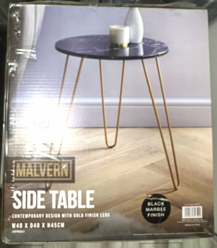 Malvern round side table black - side,