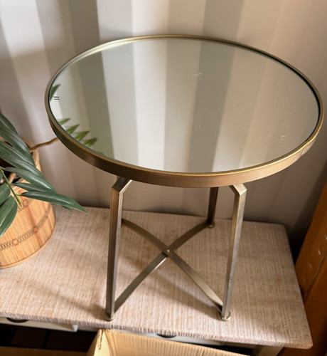 Gold round glass top metal - gold,