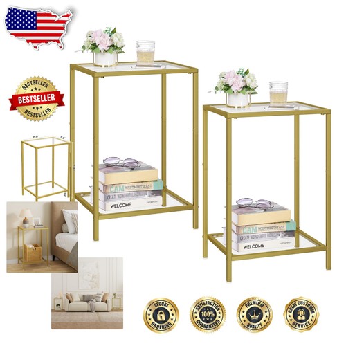Gold modern end table set - set, 2