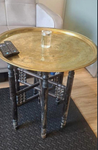 Round brass tray - round, side